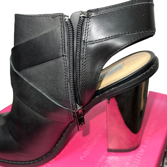 Chinese Laundry Womens Booties Remi Mirror Heeled Black Silver Party Size 9 - Picture 5 of 15